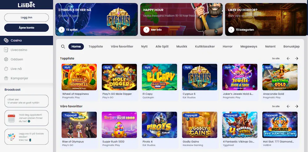 Lilibet Casino og Sportsbook Screenshot